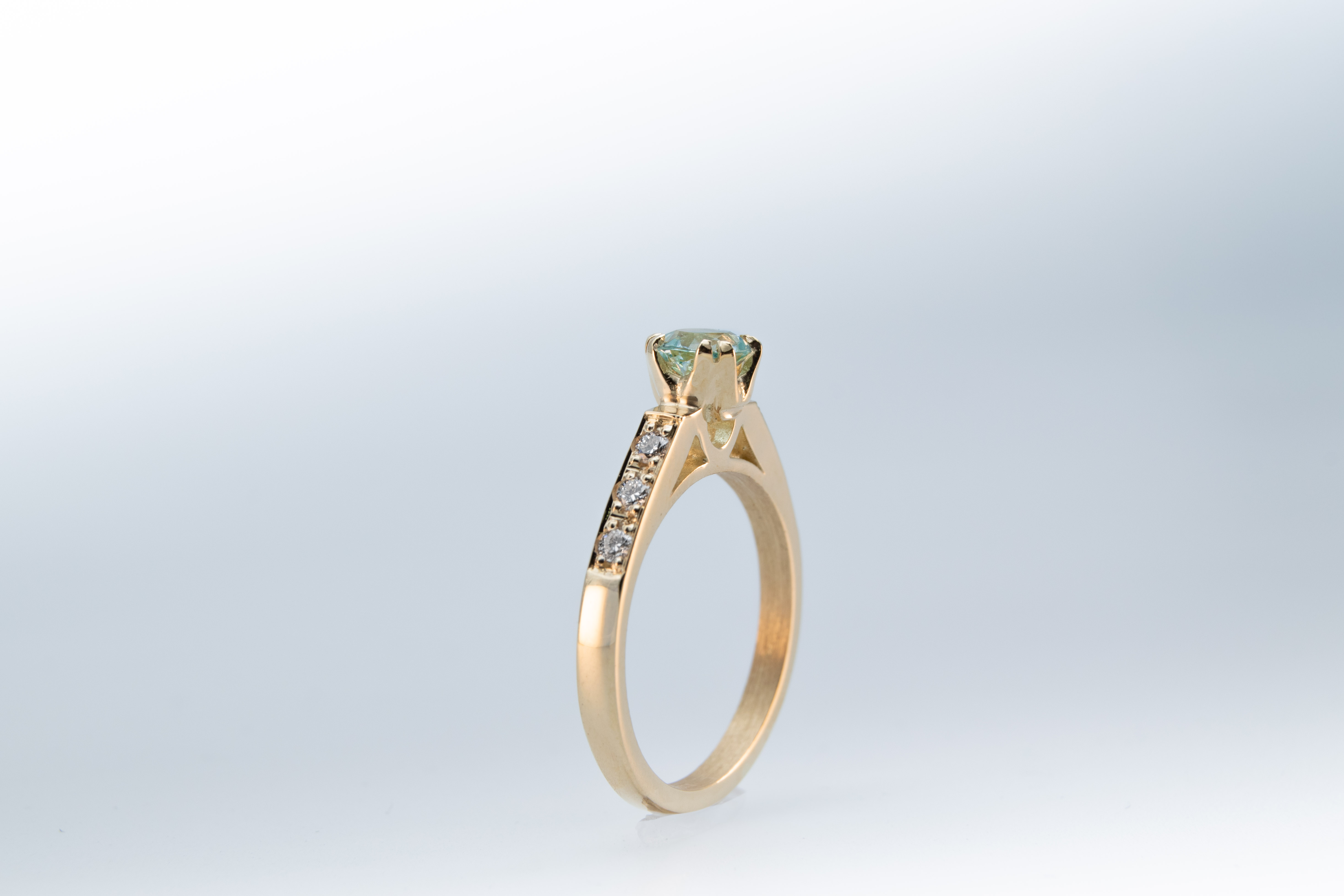 Anillo de compromiso A6 + Aguamarina Natural Oro 18K - Imagen 6