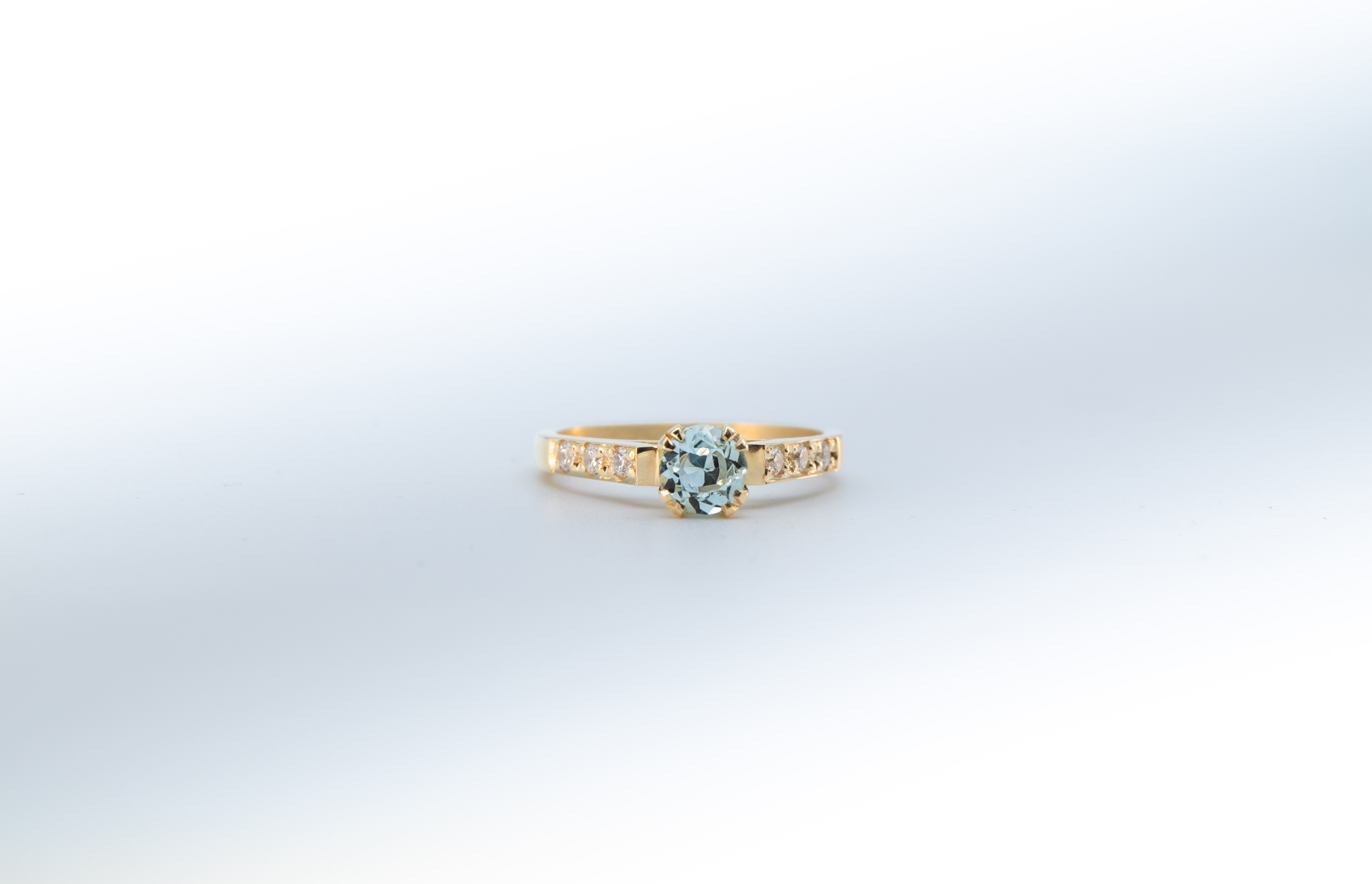 Anillo de compromiso A6 + Aguamarina Natural Oro 18K - Imagen 8