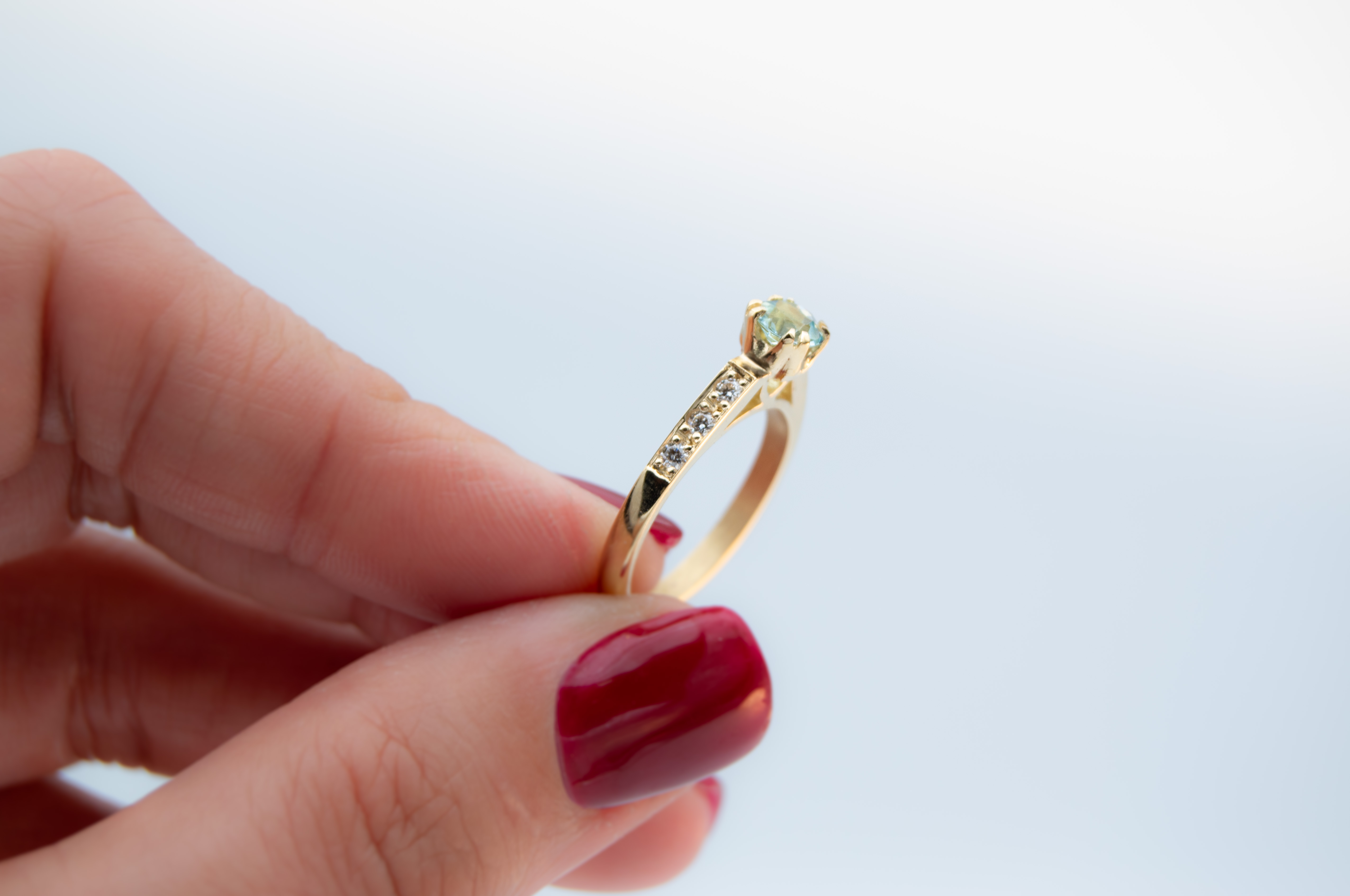 Anillo de compromiso A6 + Aguamarina Natural Oro 18K - Imagen 5